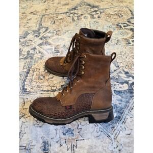 Tony Lama TLX Men's 8.5 Brown Round Toe 8" Shaft Bullhide Leather Boots